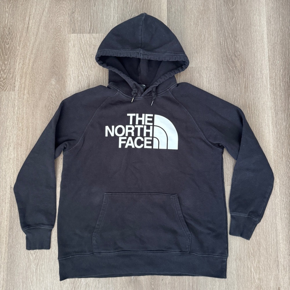 The North Face Hoodie Womens Large Black Logo Pullover Sweatshirt A4M4M